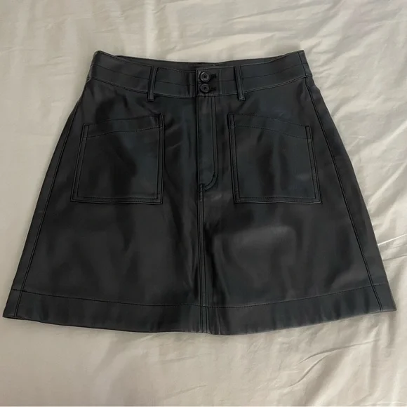 Madewell Vegan Leather A-Line Mini Skirt NWT - Picture 3 of 6